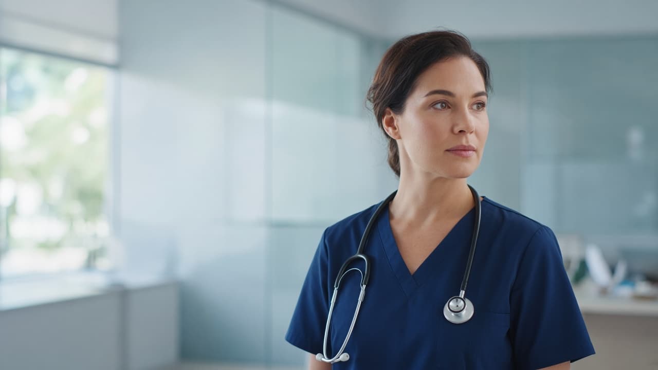 Clinician at a hospital workstation
