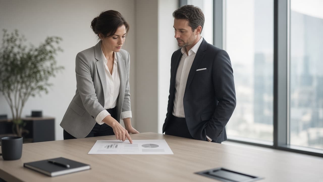 A revenue cycle team working in a modern office