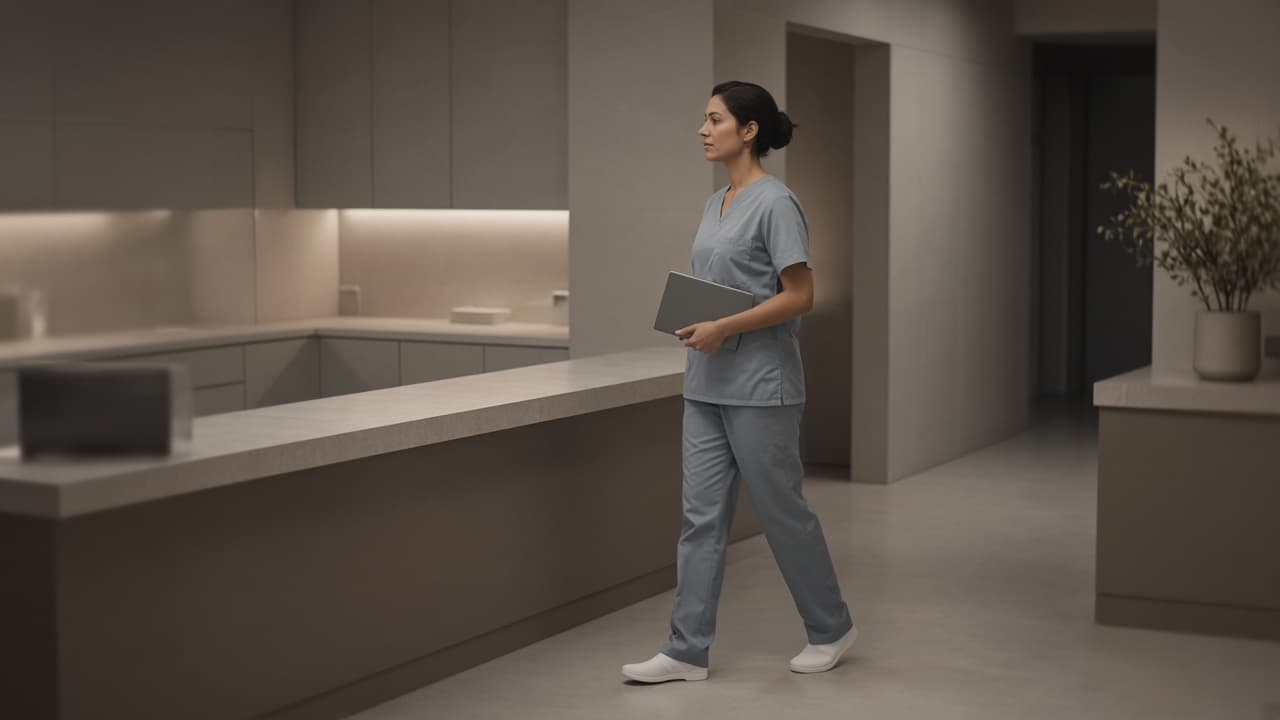 A calm, well-organized clinical workstation